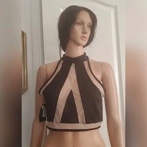 BABE Halter High Neck Turtle Bustier CroppedTop TankPattern Fashion Sleeveless